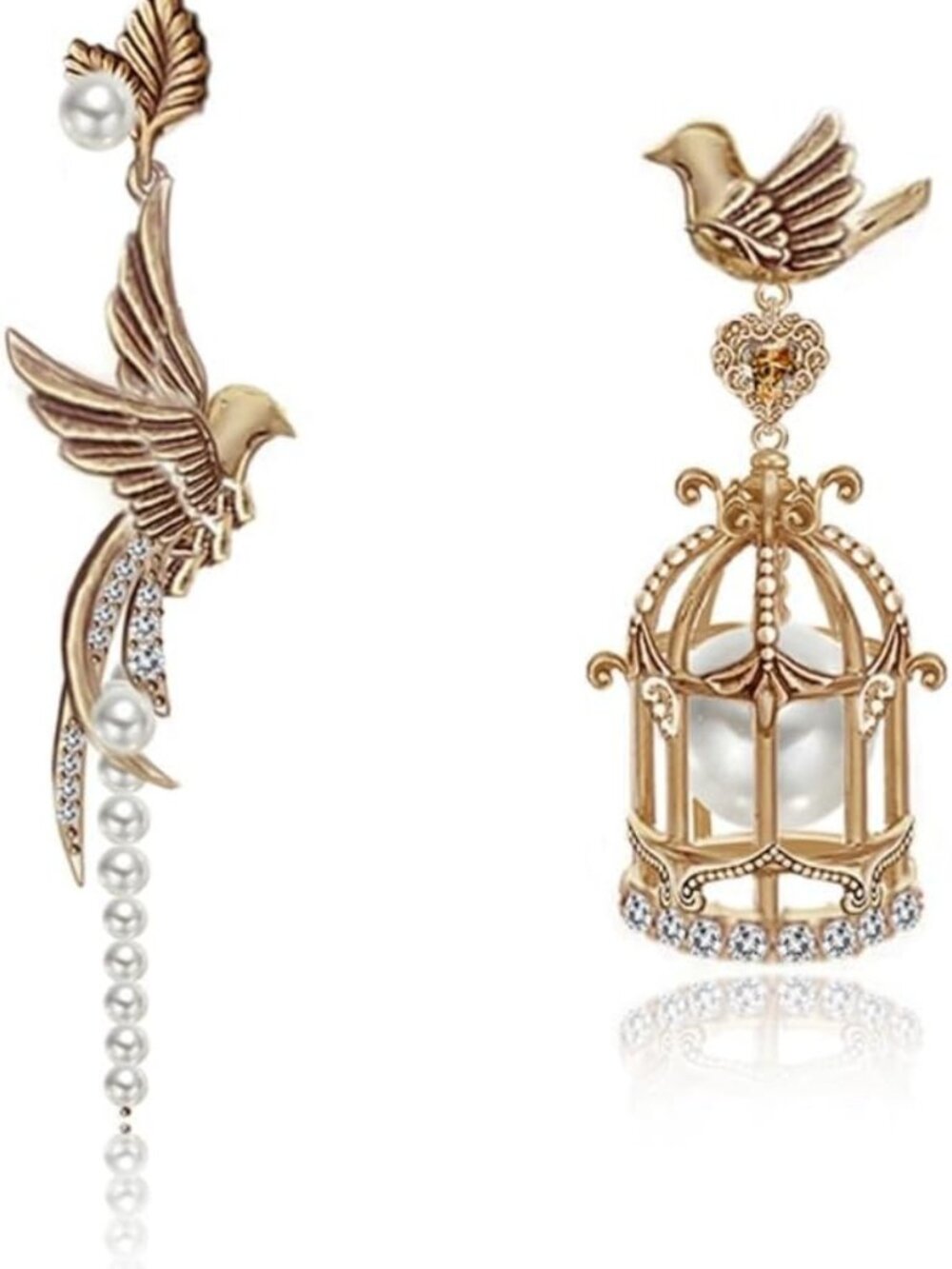 Chic Retro Asymmetrical Bird Cage Earrings | Beaded Feminine Accessories M2604